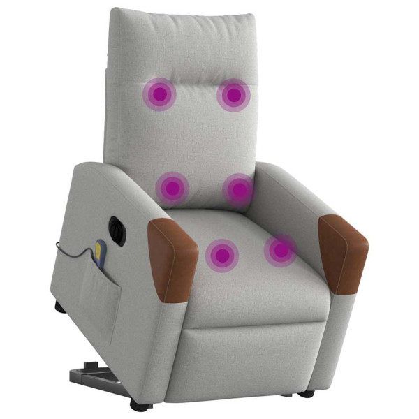 Sillón de masaje eléctrico reclinable elevable tela gris nube M 3