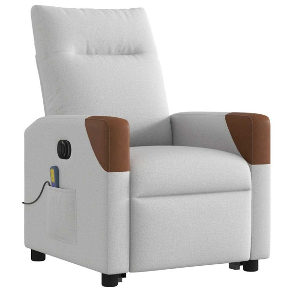 Sillón de masaje eléctrico reclinable elevable tela gris nube M 4