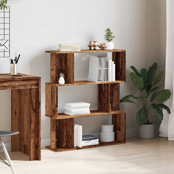 Estantería de madera de ingeniería envejecida 80x24x96 cm M 3