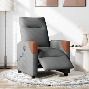 Sillón reclinable de masaje eléctrico tela gris oscuro H