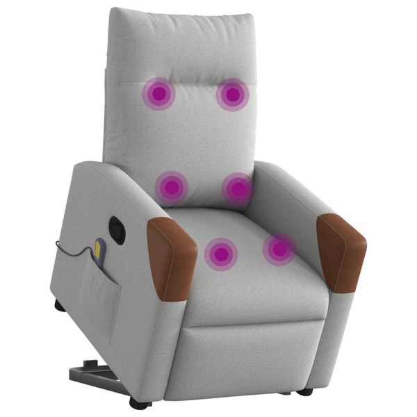 Poltrona elevatória de massagens tecido cinzento-nublado M 3