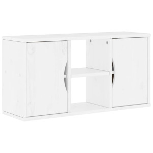 Armário para TV 79x24x40 cm Madeira maciça de pinho Branco H