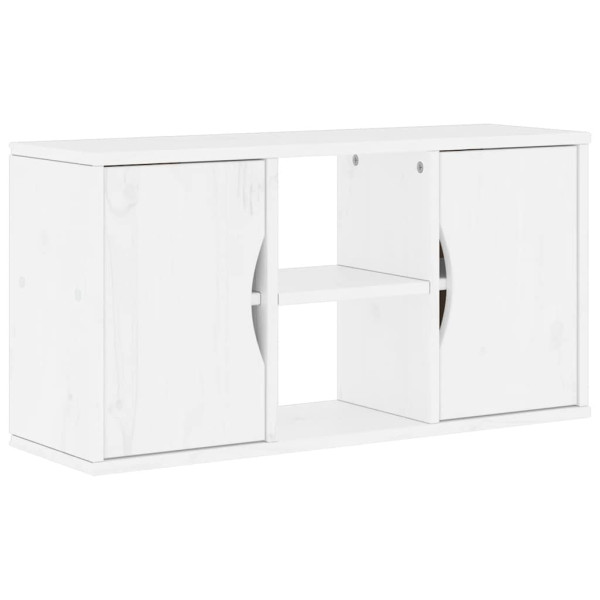 Armário para TV 79x24x40 cm Madeira maciça de pinho Branco M 2