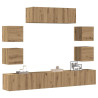 Mueble para TV de pared madera contrachapada artesanal 7 piezas 1
