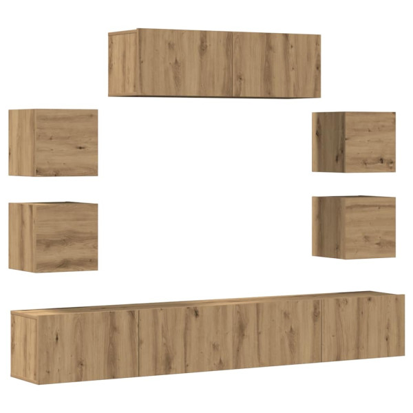 Mueble para TV de pared madera contrachapada artesanal 7 piezas M 2