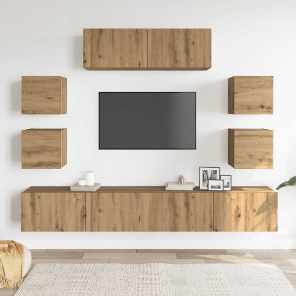 Mueble para TV de pared madera contrachapada artesanal 7 piezas M 3