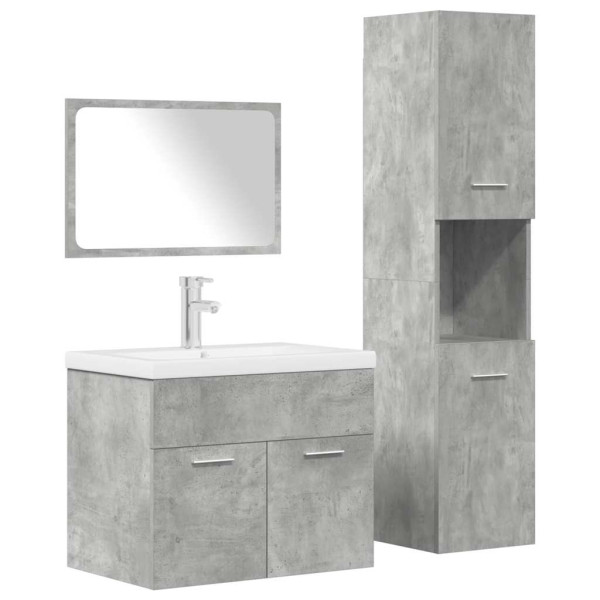 Juego muebles de baño 4 pzas madera contrachapada gris hormigón D