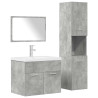 Juego muebles de baño 4 pzas madera contrachapada gris hormigón 1