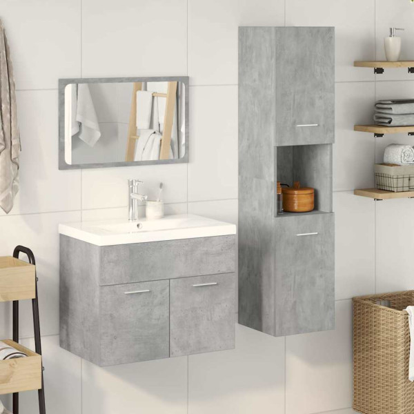 Juego muebles de baño 4 pzas madera contrachapada gris hormigón M 2