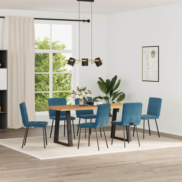 Sillas de comedor 6 unidades terciopelo azul M 2