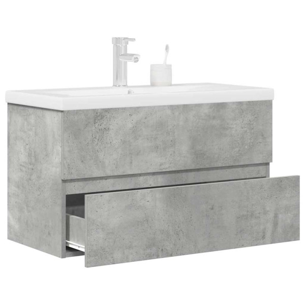 Set muebles de baño 2 piezas madera contrachapada gris hormigón D
