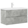 Set muebles de baño 2 piezas madera contrachapada gris hormigón 2