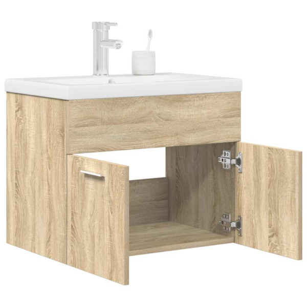 Mueble de baño con lavabo incorporado y grifo roble Sonoma D