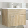 Mueble de baño con lavabo incorporado y grifo roble Sonoma 3