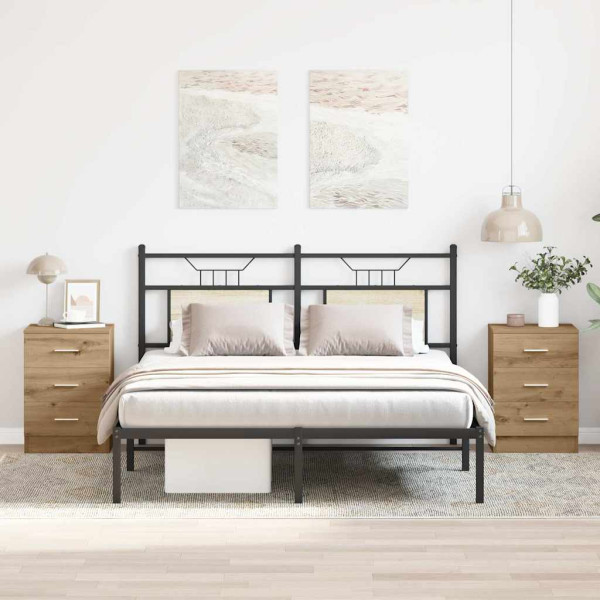 Mesitas de noche 2 uds madera roble artisan 38x35x55 cm M 3