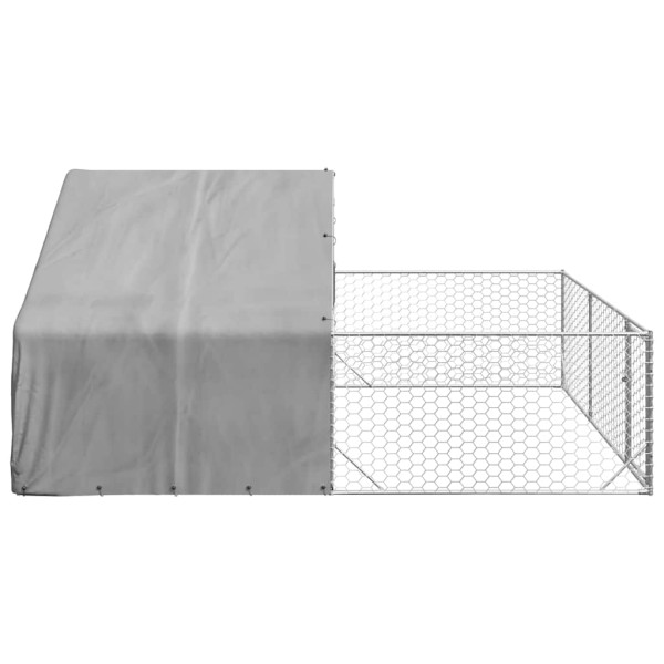 Caseta perros exterior con corral 4x3x1.9 m acero galvanizado M 4