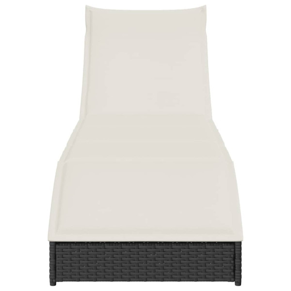 Tumbona plegable con cojín y espacio ratán sintético negro M 5