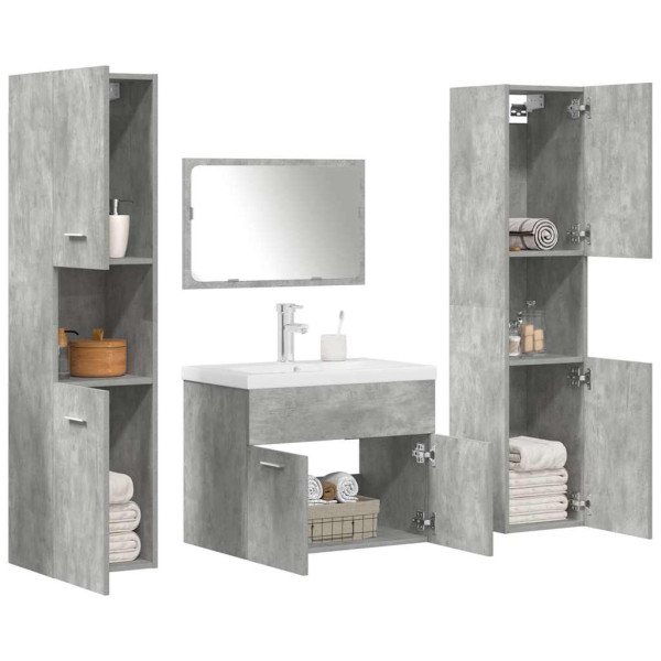 Set muebles de baño 5 piezas madera ingeniería gris hormigón D
