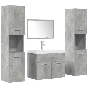 Set muebles de baño 5 piezas madera ingeniería gris hormigón H