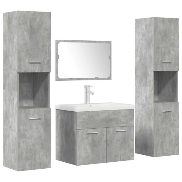 Set muebles de baño 5 piezas madera ingeniería gris hormigón M 2