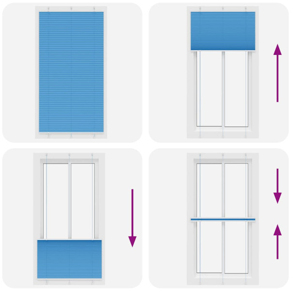 Azul Plissada Cega 110x200 cm Largura Tecido 109.4cm Poliéster M 5