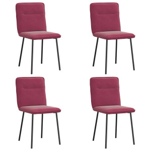 Cadeiras de jantar 4 pcs veludo vermelho tinto H