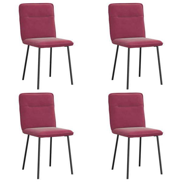 Cadeiras de jantar 4 pcs veludo vermelho tinto M 2