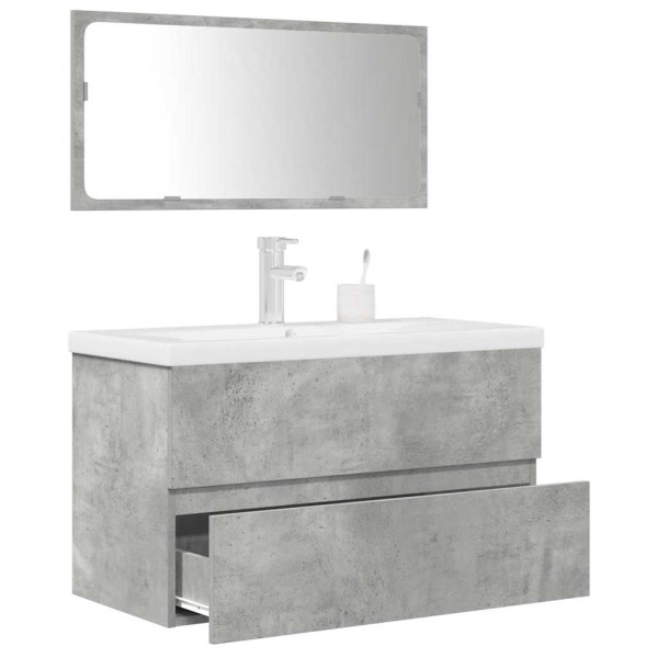 Set muebles de baño 2 piezas madera contrachapada gris hormigón D