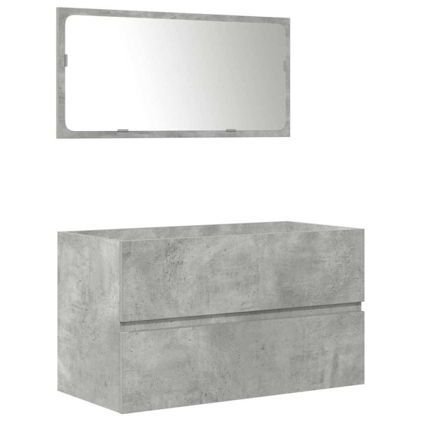 Set muebles de baño 2 piezas madera contrachapada gris hormigón M 5