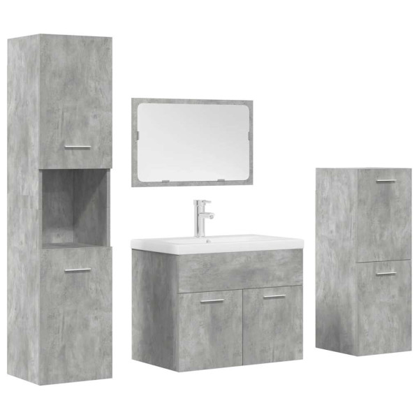 Set muebles de baño 5 piezas madera ingeniería gris hormigón D