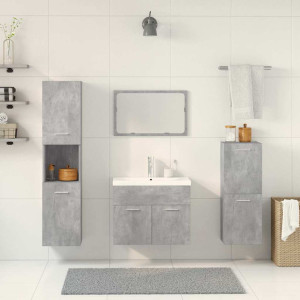 Set muebles de baño 5 piezas madera ingeniería gris hormigón H