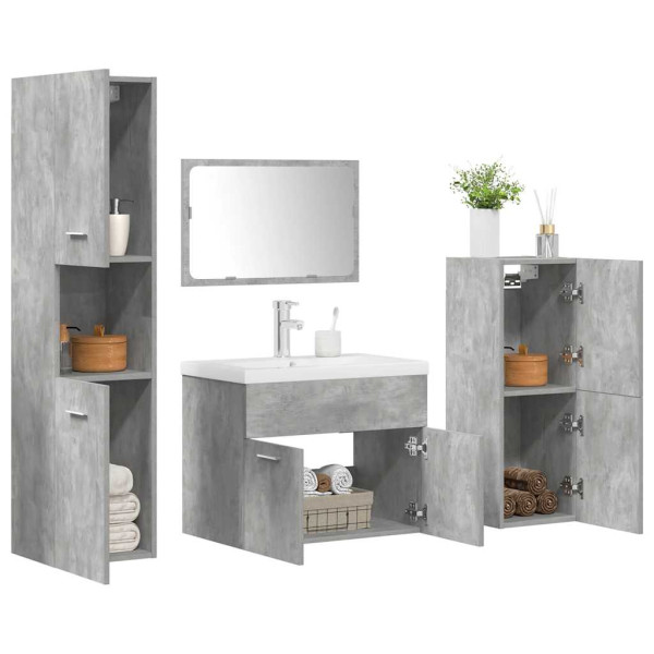 Set muebles de baño 5 piezas madera ingeniería gris hormigón M 3