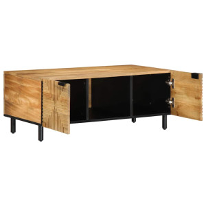 Mesa de centro madera maciza de mango negra 100x54x40 cm marrón H