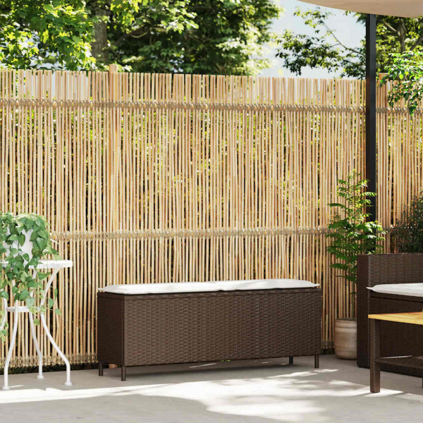 Banco de jardim com almofadão 110x30x40.5 cm vime PE castanho M 2