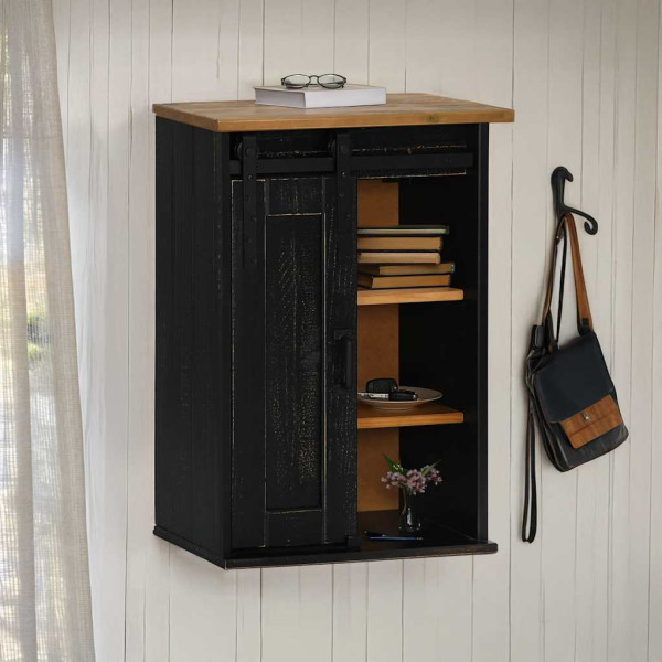 Armario colgante HALDEN con puerta corredera 49x22.5x70cm negro D