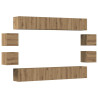 Muebles de TV de pared 8 uds madera ingeniería roble artesanal 2