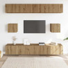 Mueble para TV de pared madera contrachapada artesanal 6 piezas 3