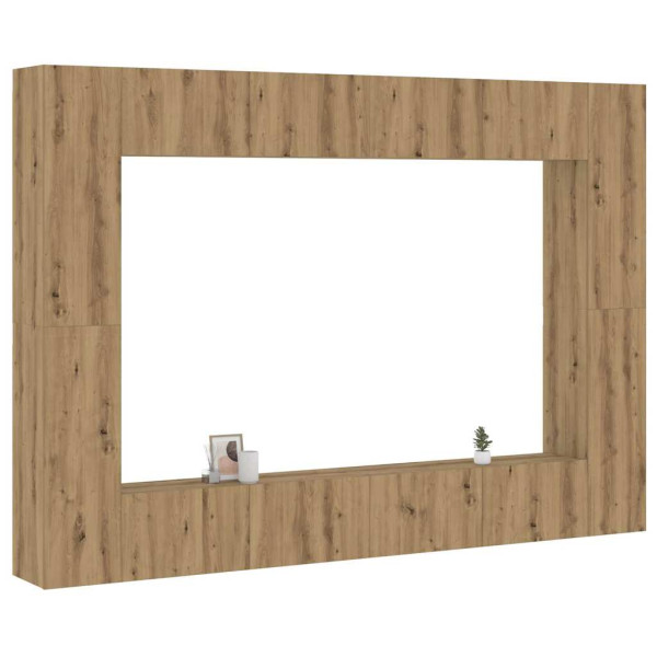 Muebles de TV de pared 8 uds madera ingeniería roble artesanal D