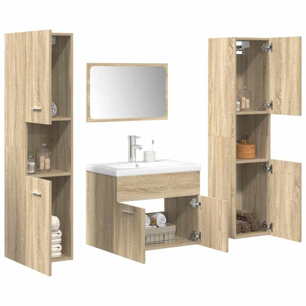Juego de muebles de baño 5 pzas madera ingeniería roble Sonoma D