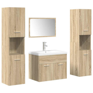 Juego de muebles de baño 5 pzas madera ingeniería roble Sonoma H