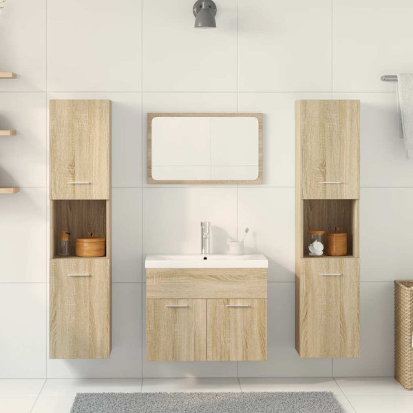 Juego de muebles de baño 5 pzas madera ingeniería roble Sonoma M 3