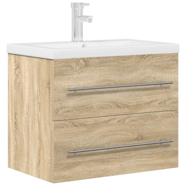 Set de muebles de baño 2 pzas madera contrachapada roble Sonoma M 2