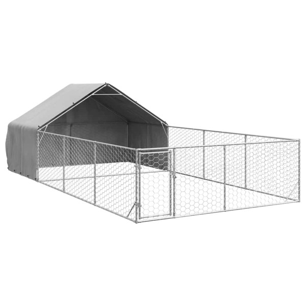 Canil exterior para cães com corredor 7x3x1.9 m aço galvanizado M 2