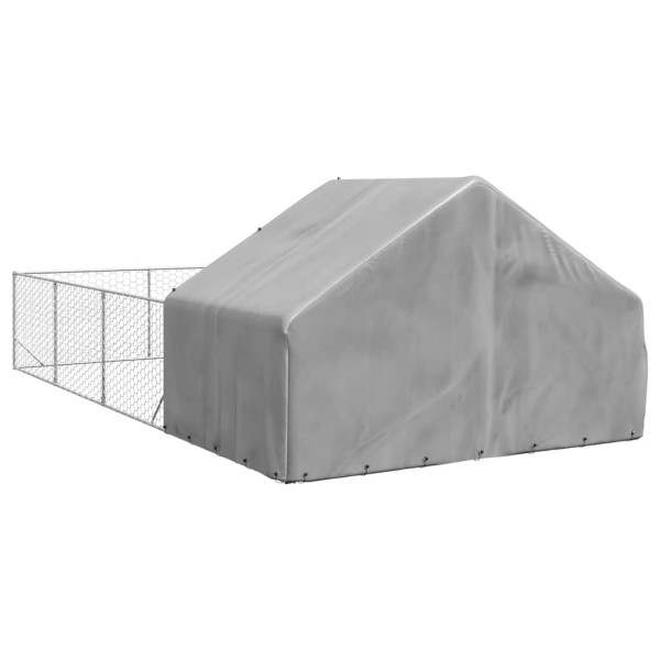 Caseta perros exterior con corral 7x3x1.9 m acero galvanizado M 5