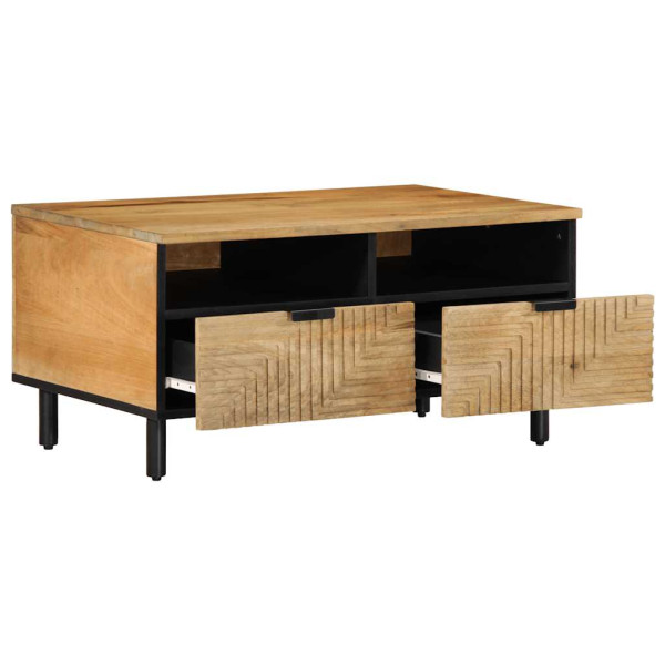 Mesa de centro madera maciza de mango marrón 80x54x40 cm M 2