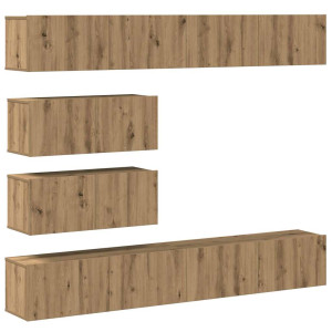 Mueble para TV de pared madera contrachapada artesanal 6 piezas H