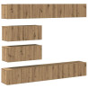 Mueble para TV de pared madera contrachapada artesanal 6 piezas 2