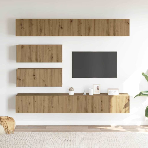 Mueble para TV de pared madera contrachapada artesanal 6 piezas M 3