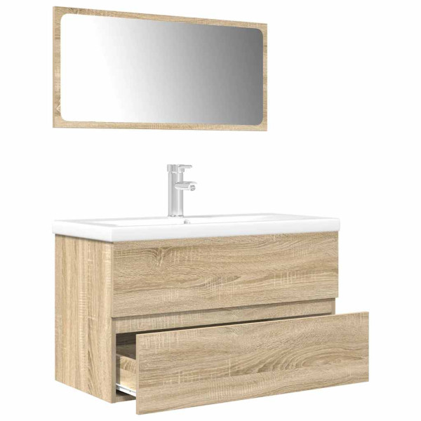 Set de muebles de baño 3 pzas madera contrachapada roble Sonoma D