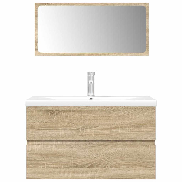Set de muebles de baño 3 pzas madera contrachapada roble Sonoma M 4